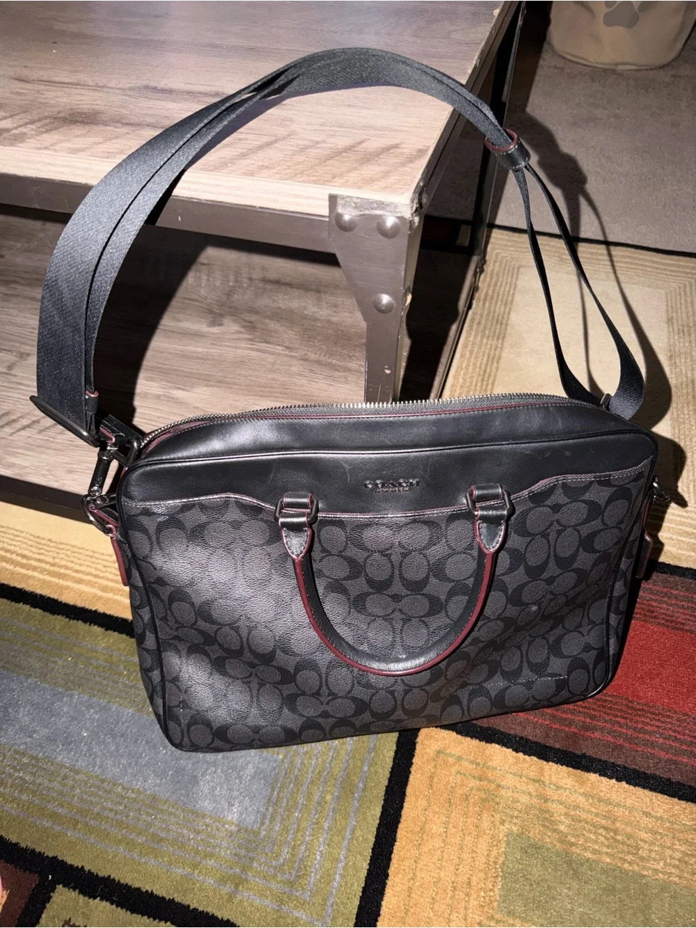 Coach Black Men’s Signature Laptop Brief Bag